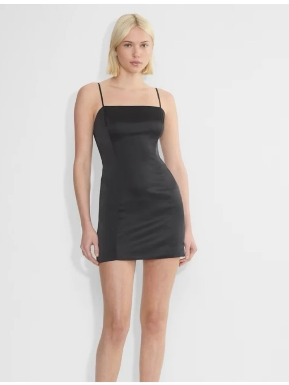 Sunday Best Sleek Black Satin Mini Dress